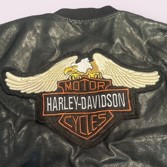 Kids Little King Black Faux Leather Jacket Wing Design Harley Davidson Patch - Picture 10 of 11